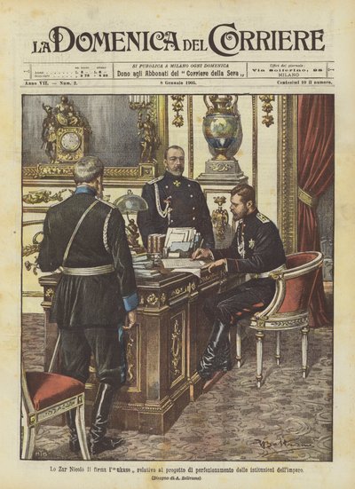 O czar Nicolo A assinatura lukase no projeto para aperfeiçoar as instituições do império de Achille Beltrame