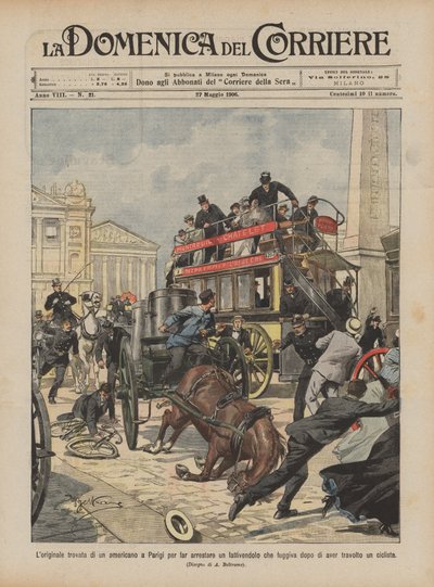 O achado original de um americano em Paris para ter um ativista preso fugindo depois de Achille Beltrame