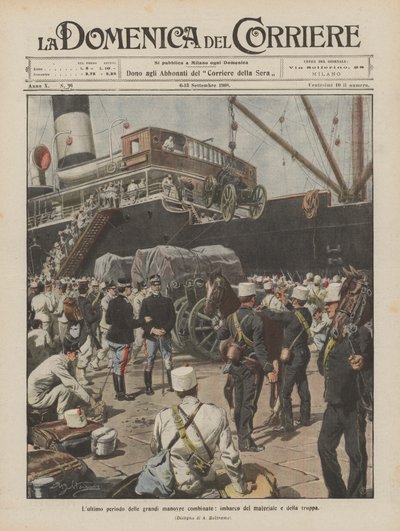 O último período das grandes manobras combinadas, abordando o material e a tropa de Achille Beltrame