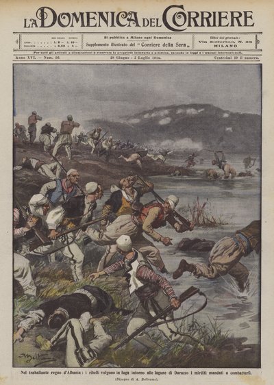 No instável reino da Albânia, os rebeldes fogem das lagoas de Durazzo de Achille Beltrame