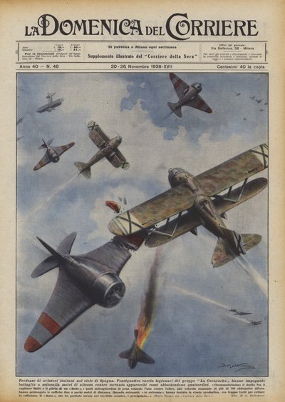 Acrobacias de aviadores italianos no céu da Espanha de Achille Beltrame