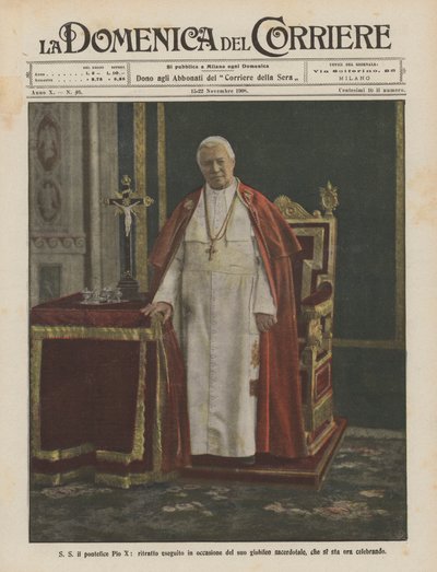 SS Papa Pio X, retrato pintado por ocasião de seu jubileu sacerdotal, que agora se celebra de Achille Beltrame