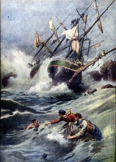 Afundamento de um navio russo de 4 mastros perto da costa inglesa de Achille Beltrame