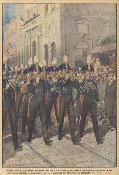 Aclamados soldados italianos no exterior de Achille Beltrame