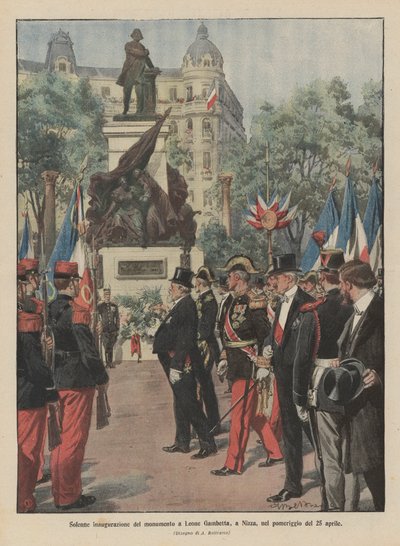 Solene inauguração do monumento a Leone Gambetta, em Nice, na tarde de 25 de abril de Achille Beltrame