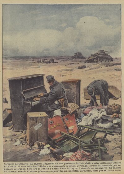 Surpresas no deserto (litografia a cores) de Achille Beltrame
