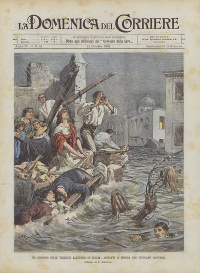 Um episódio de inundações terríveis na Sicília, Habitantes de Modica Invocando Ajuda de Achille Beltrame