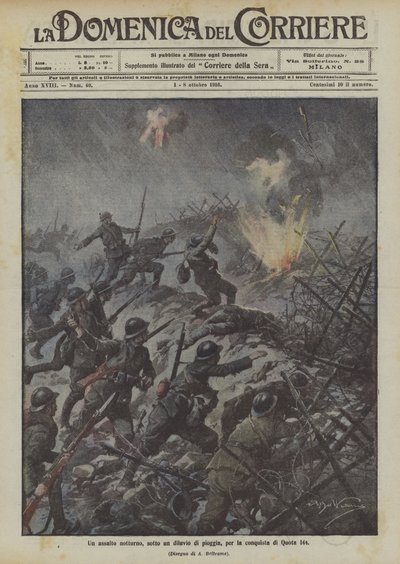 Assalto noturno sob chuva, para a conquista da cota. de Achille Beltrame