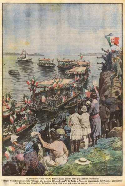 Um desfile pitoresco no rio Po de Achille Beltrame