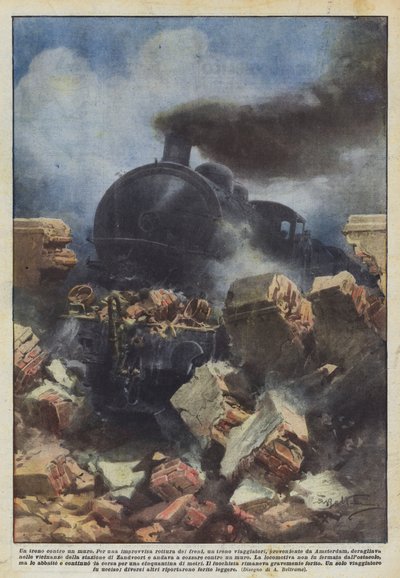 Um trem contra uma parede de Achille Beltrame