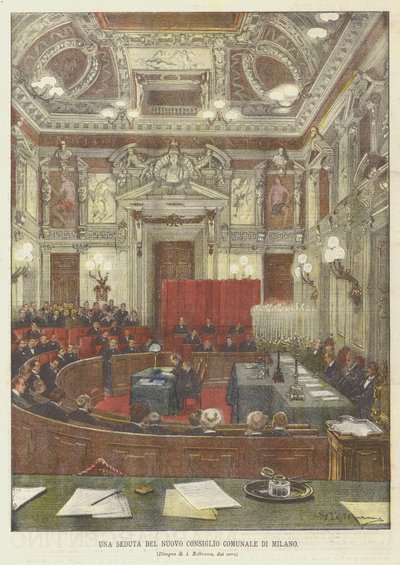 Um assento do novo Conselho Municipal de Milão de Achille Beltrame
