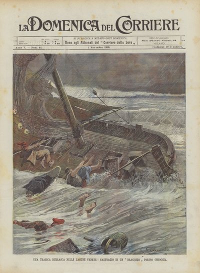 Uma Tempestade Trágica Nellf Lagoa Vêneto, Naufrágio De Um Bragozzo Em Chioggia de Achille Beltrame