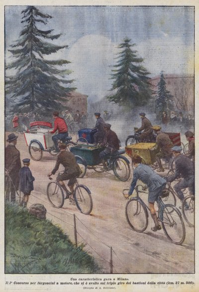 Uma corrida característica em Milão de Achille Beltrame