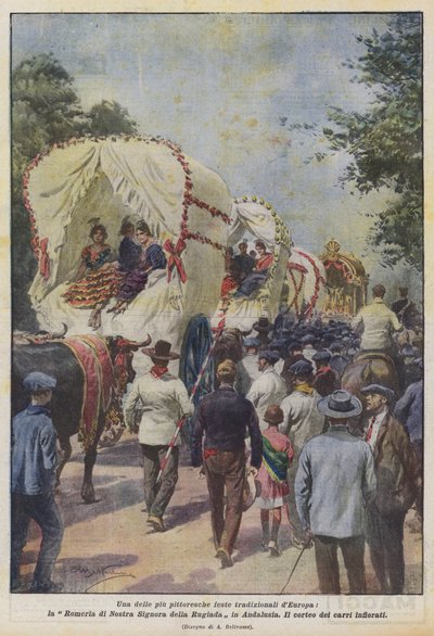 Um dos mais pitorescos festivais tradicionais da Europa, a Romeria de Nossa Senhora do Orvalho na Andaluzia de Achille Beltrame