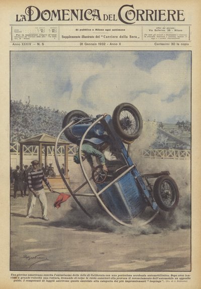 Uma jovem americana desperta o entusiasmo das multidões da Califórnia com uma acrobacia de carros perigosos de Achille Beltrame