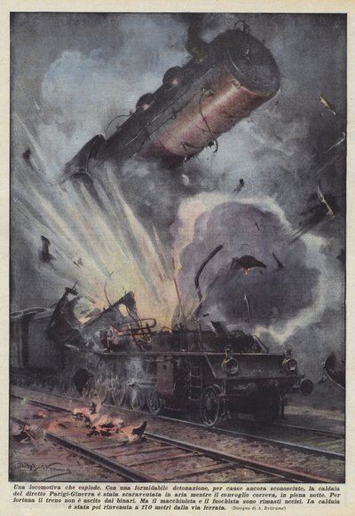 Uma locomotiva explodindo de Achille Beltrame