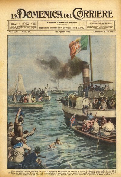 Uma vitória esportiva italiana triunfante de Achille Beltrame