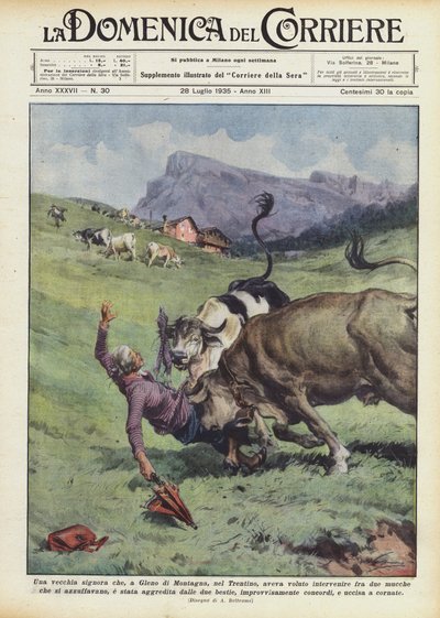 Uma velhinha que, em Gleno di Montagna, em Trentino, quis intervir entre duas pessoas de Achille Beltrame