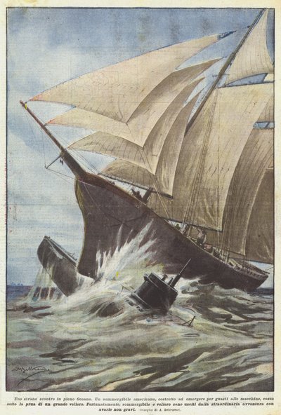 Uma estranha batalha no meio do oceano de Achille Beltrame