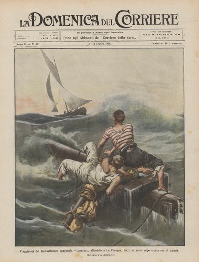 Viajantes do larache transatlântico espanhol afundado em La Corogna, resgatado após trinta horas de agonia de Achille Beltrame