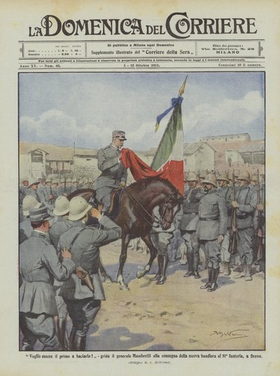 Eu quero ser o primeiro a beijá-la !, grita o general Mambretti ao entregar a nova bandeira de Achille Beltrame