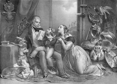 Sir Walter Scott (1771-1832) e seu neto, John Hugh Lockhart (d.1831) de Achille Devéria