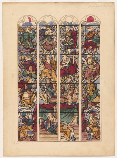 Estudo para quatro janelas de vitral Généalogie dAbraham, 1844. de Achille Devéria