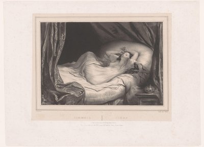 Menina dormindo na cama Sommeil / Sleep (título no objeto) de Achille Devéria