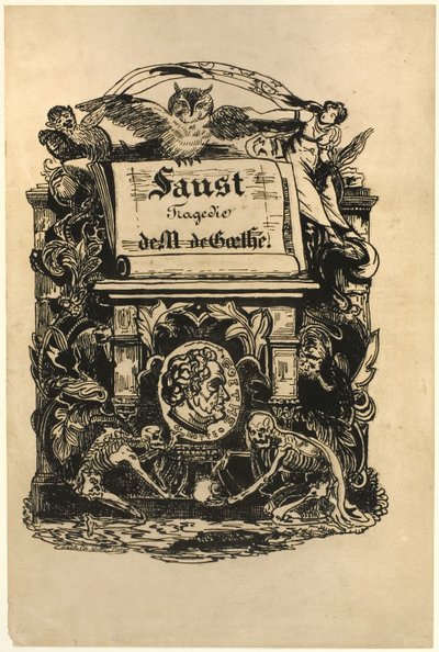 Medalhão Retrato de Goethe, página de rosto de Fausto de Achille Devéria