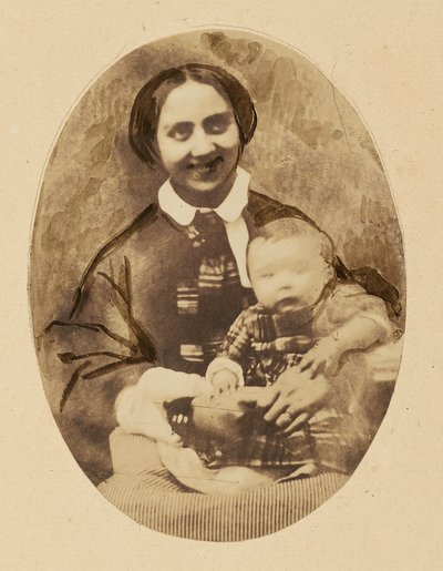 [Retrato de Marie Devéria com o seu filho] de Achille Devéria