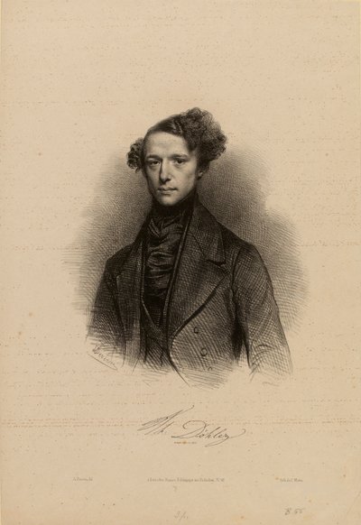 Retrato do compositor Theodor Döhler 1814-1856. de Achille Devéria