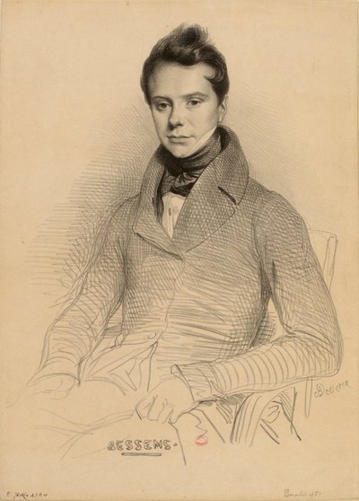 Retrato do violinista e compositor Antoine Bessems 1806-1868, 1832. de Achille Devéria