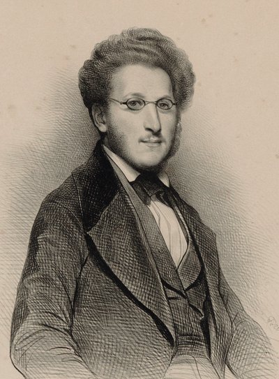 Retrato do violinista e compositor Heinrich Panofka 1807-1887, 1840. de Achille Devéria