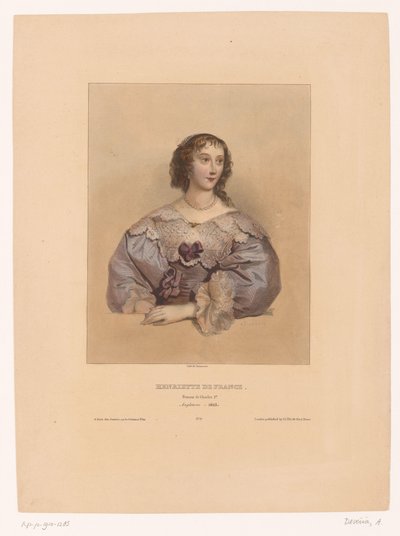 Retrato de Henrietta Maria da França Henrietta de France, femme de Charles 1er (título no objeto) Modelos de pintores famosos (título da série) de Achille Devéria