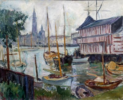 Lago com barcos de pesca Pintura de Achille-Emile (Achille Emile) Othon Friesz (1879-1949) Século XX Le Havre, Musee des Beaux Arts de Achille Emile Othon Friesz