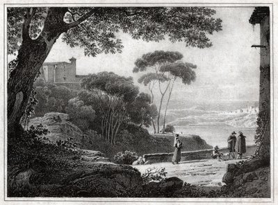 Lago Albano. (gravada por volta de 1820) de Achille Etna Michallon