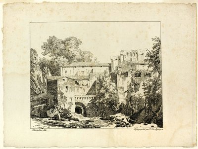 Paisagem com ruínas e viaduto de Achille Etna Michallon