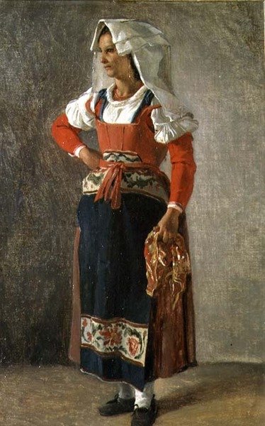 Retrato de um camponês do meio ambiente de Roma (óleo sobre papel) de Achille Etna Michallon