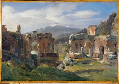 Ruines du theatre de Taormina - Ruínas do teatro de Taormina ... de Achille Etna Michallon