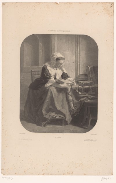 mulher lendo La Liseuse (título no objeto) Obras de artistas contemporâneos conhecidos (título da série) Célébrités contemporaines (título da série no objeto) de Achille Isidore Gilbert