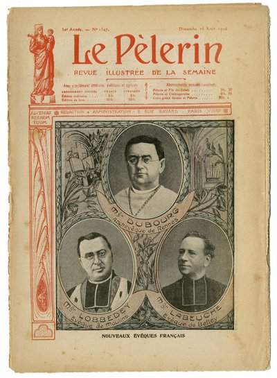 Ilustração de Achille Lemot (1846-1909) para a capa de Le Pelerin, 26/08/06 - Novas Eveques inglesas - Religion Faith, Catholic Catholicism - Eveques de Achille Lemot