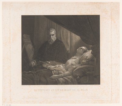 Il Tintoretto retrata a sua filha no seu leito de morte
Le Tintoret au lit de mort de sa fille (título sobre o objecto) de Achille Louis Martinet