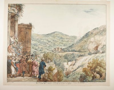 Cerimónia em Tivoli em honra da abertura do rio Aniene de Achille Pinelli