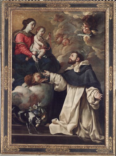 A Virgem Apresentando o Rosário a Santo Domingos, c.1679 - 88 (óleo sobre tela) de Acsilso Antonio de Palomino