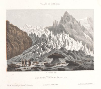 Zicht op de Couvercle-steen bij de Talèfre-gletsjer
Glaciar du Talèfre au Couvercle (título sobre o objecto)
Herinnering aan Chamonix-Mont-Blanc (título da série)
Museum du Mont-Blanc (título da série sobre o objecto) de Ad. Cuvillier