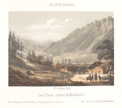 Vista do Col de Balme . Col de Balme (título no objeto) Memória de Chamonix-Mont-Blanc (título da série) Museum du Mont-Blanc (título da série no objeto) de Ad. Cuvillier