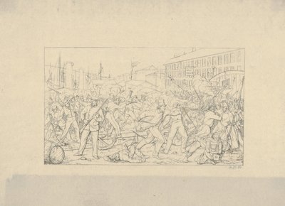 Batalha em Baltimore, 19 de abril de 1861 de Confederate War Etchings, 1861-63. de Adalbert John Volck