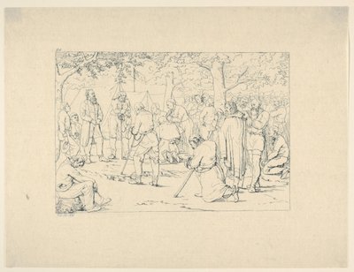 Oração no acampamento de Stonewall Jackson de gravuras de guerra confederadas, 1861-63. de Adalbert John Volck