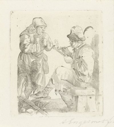 Homem fumador de Adalbertus Engelsmet (signed by artist)