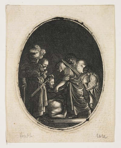 Salomé Recebendo a Cabeça de São João, gravada por Hendrik Goudt (1583-1648), c.1607-09 (gravura) de Adam (after) Elsheimer